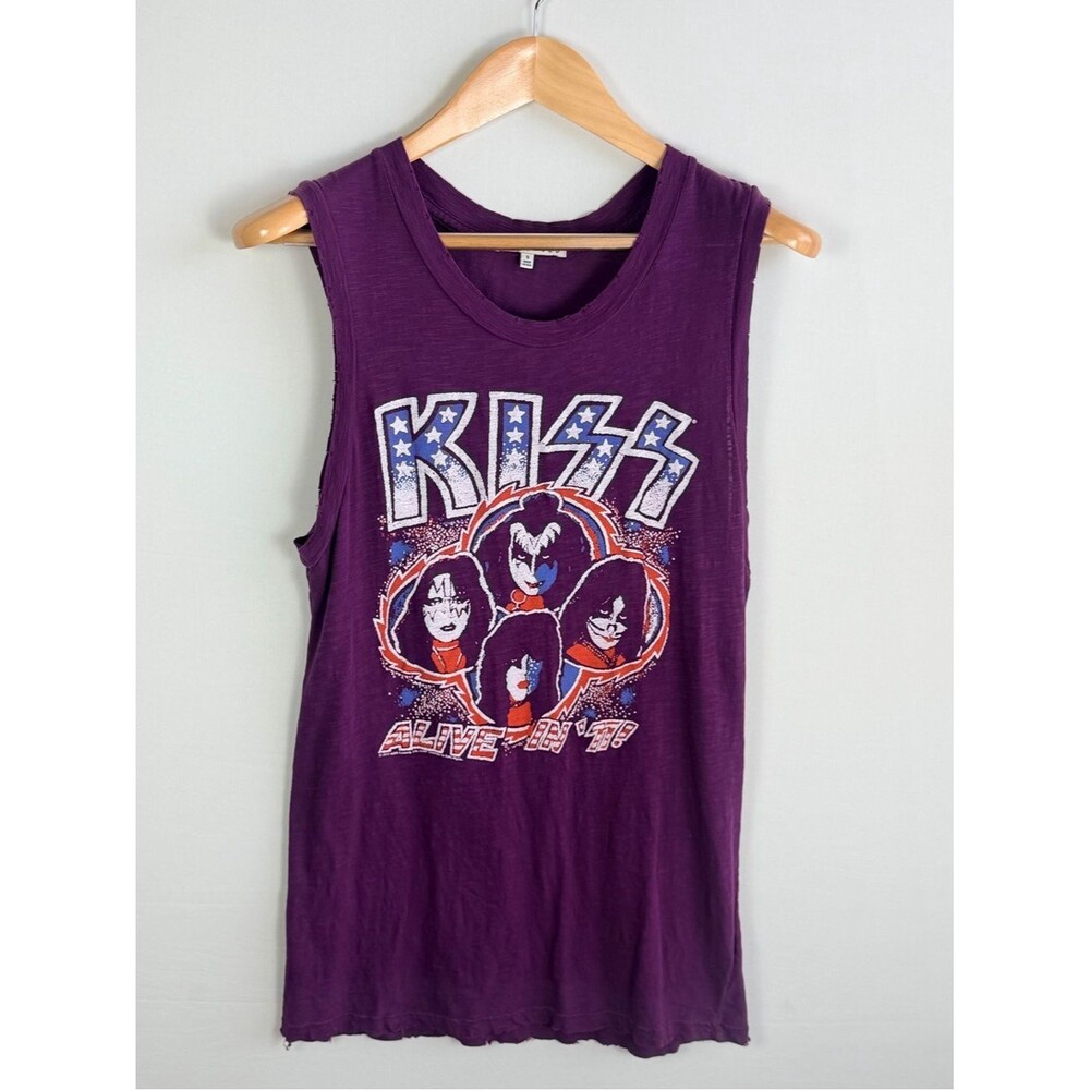 Junk Food KISS Alive in ’77 Maroon Muscle Tank Top Small Made in USA